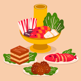 新年中国风美食插画