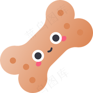卡通狗骨头元素图标免扣