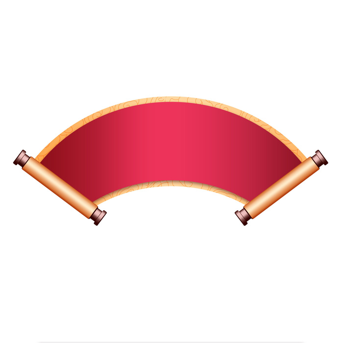 复古中国风卷轴元素手绘画轴文本标题框PSDAI素材模板png免扣图