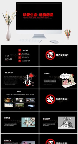 禁毒日禁毒宣传教育PPT模版