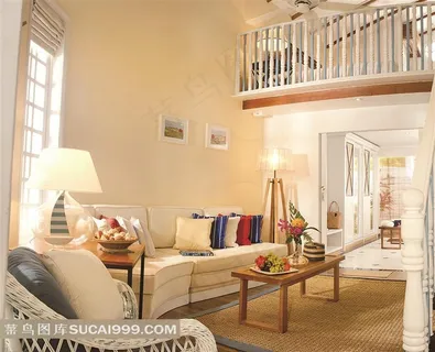 家居客厅的沙发桌子和摆设高清摄影图