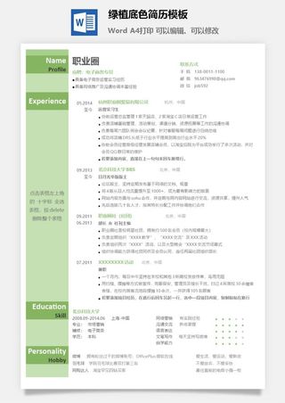 绿植底色简历模板