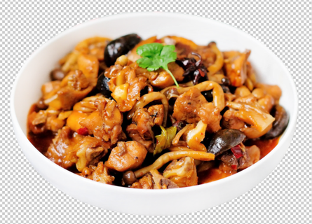 鲜蘑鸡肉丁免扣素材