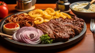 牛排意面美食摄影图
