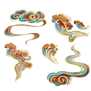 中国风中式国潮敦煌云纹祥云插画图案云朵云彩元素PSDAI设计素材