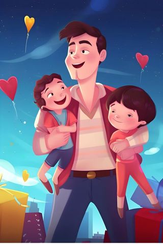 父亲和肩上的孩子背景