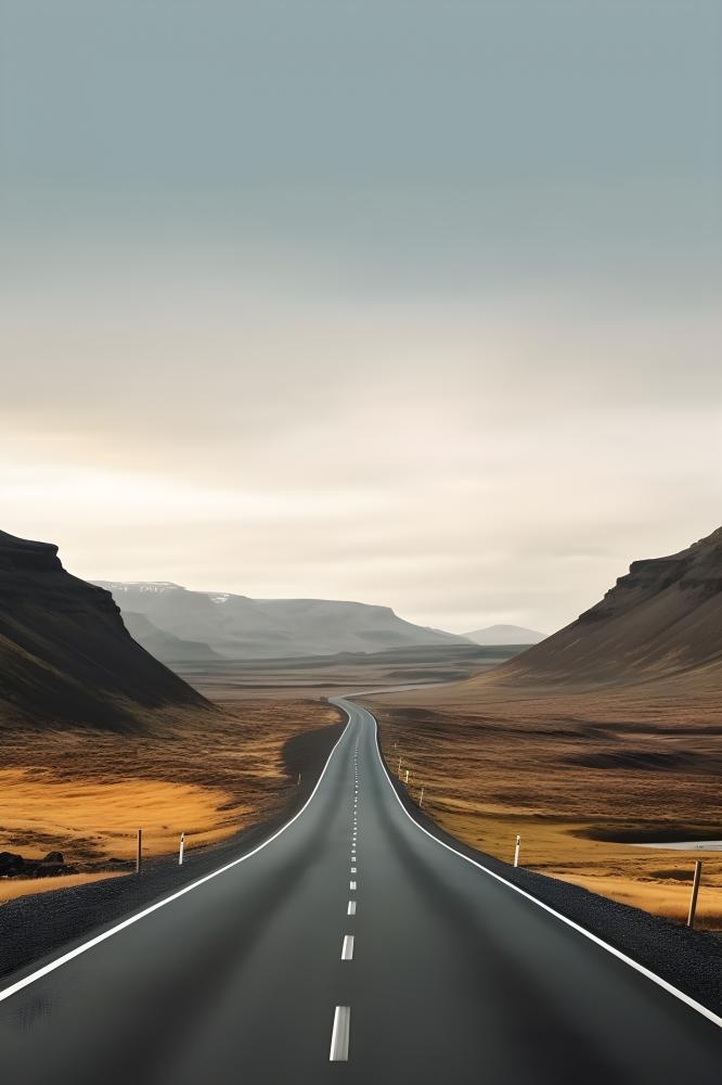 公路山脉简约摄影
