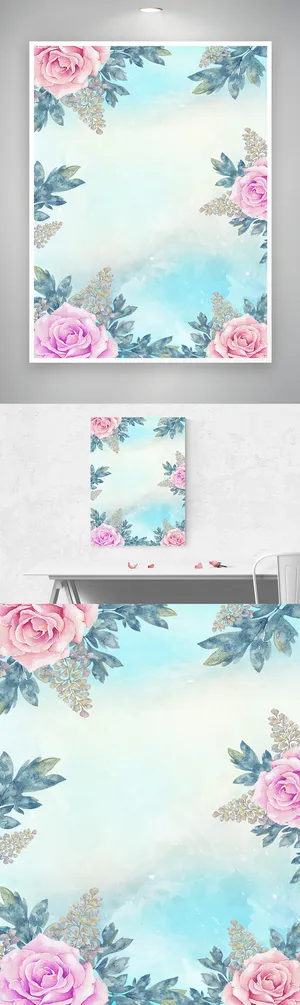 小清新花草海报背景模板