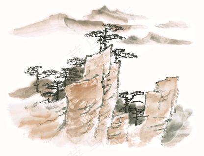 山石国画摄影图片