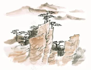 山石国画摄影图片