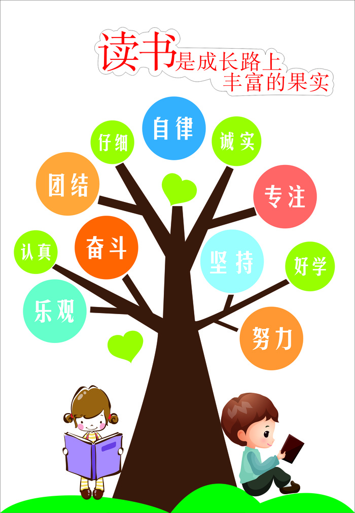 学校雕刻标语读书是成长路上丰富的果实cdr矢量模版下载