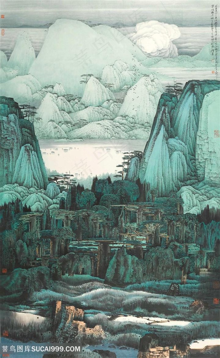 薛亮水墨画水墨唯美山脉艺术挂画