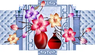 手绘花瓶花卉装饰画