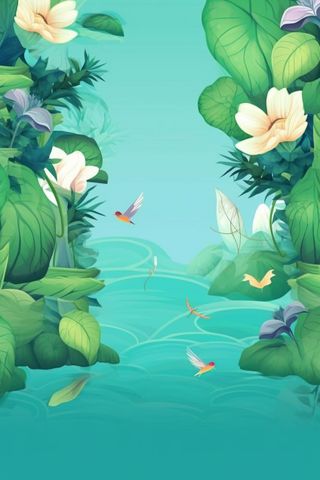 创意清新国风花背景图