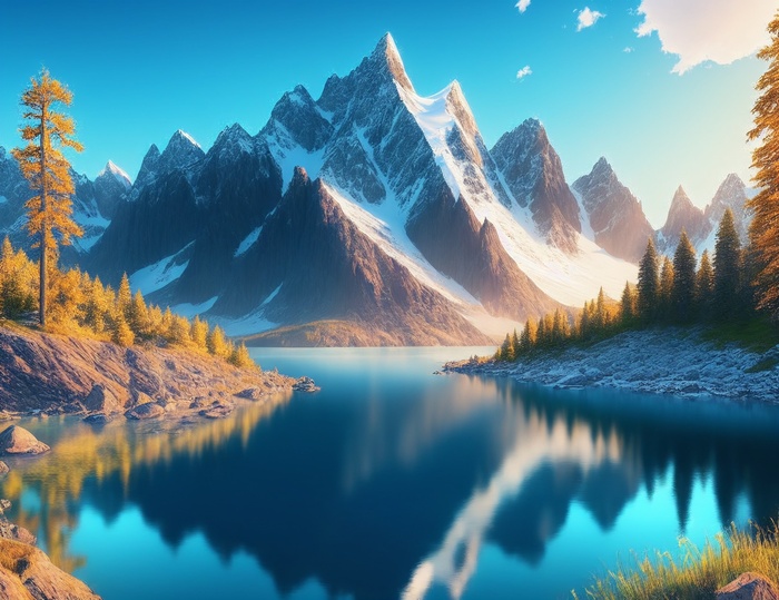 雪山湖泊风景