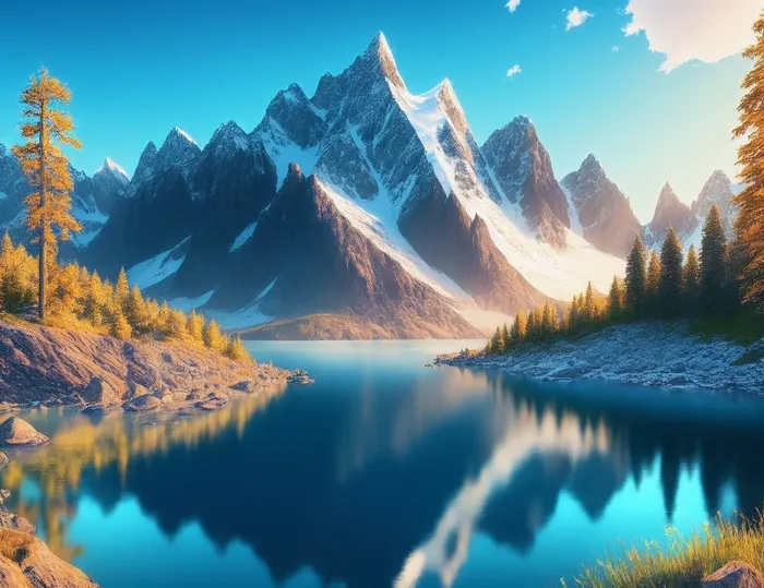 雪山湖泊风景