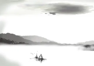 山水画素材中国风水墨画素材元素中国画