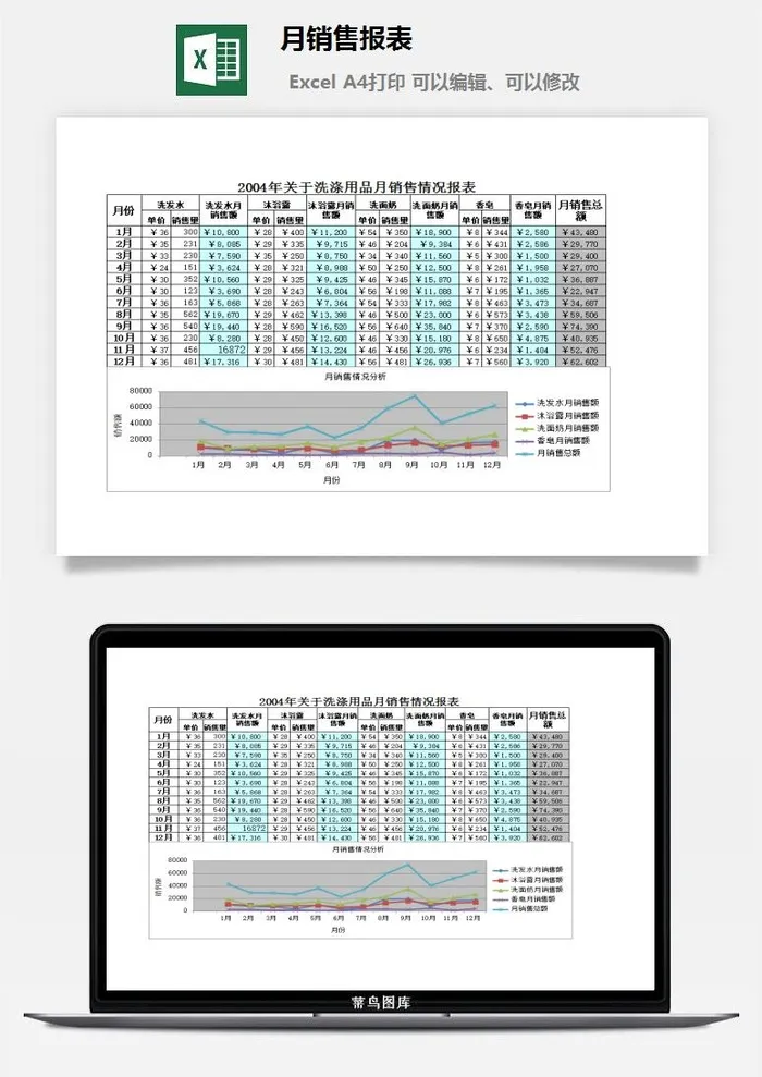 月销售报表财务行政EXCEL模板