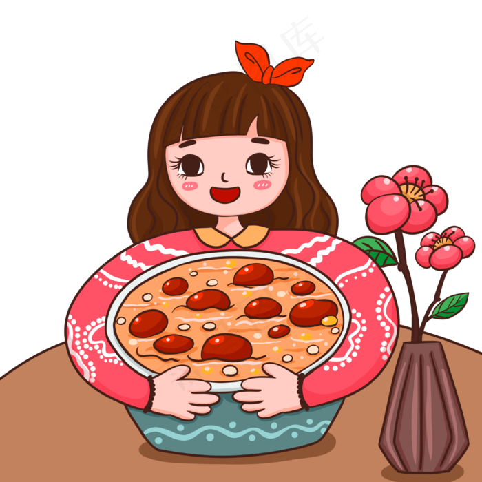 小女孩和八宝粥腊八节素材