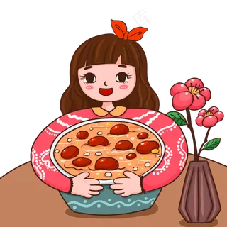 小女孩和八宝粥腊八节素材