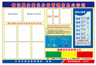 餐饮服务量化分级管理信息公示栏