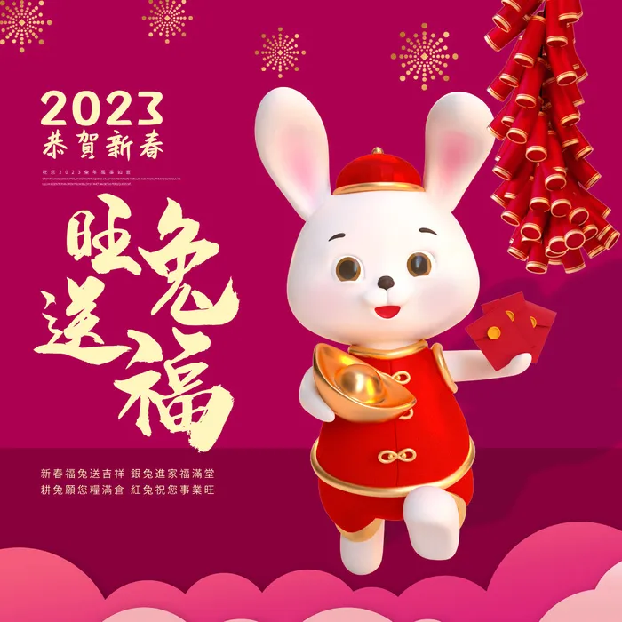 兔年旺兔送福海报素材psd模版下载