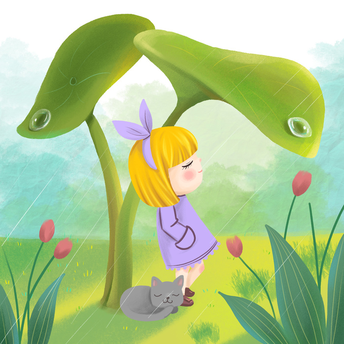 二十四节气谷雨场景插画