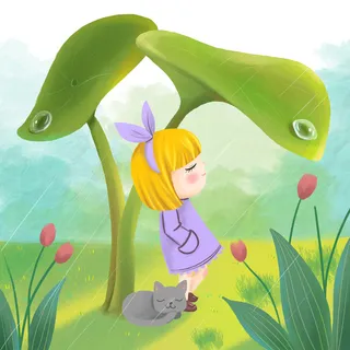 二十四节气谷雨场景插画