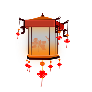 卡通手绘灯笼中秋节元宵节花灯新年海报元素PNG免扣PS素材