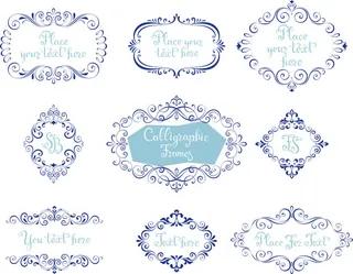 欧式复古线条边框花纹AI矢量LOGO角框花边分割线设计PSD卡片素材