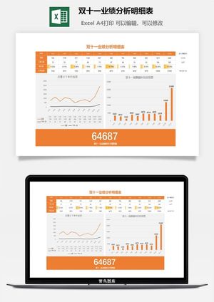 双十一业绩分析明细表预览图