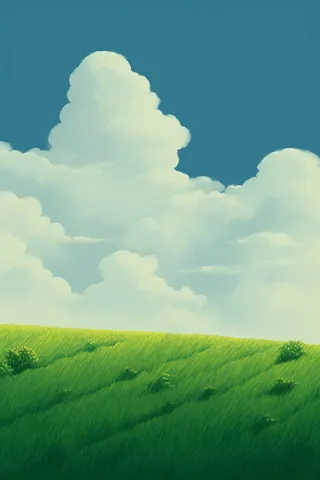  卡通插画蓝天白云草原背景