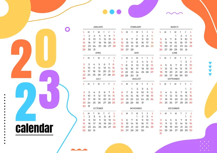 水彩2023日历兔年psd模版下载