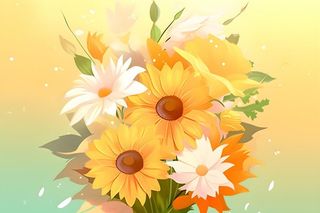 黄色渐变清新鲜花背景