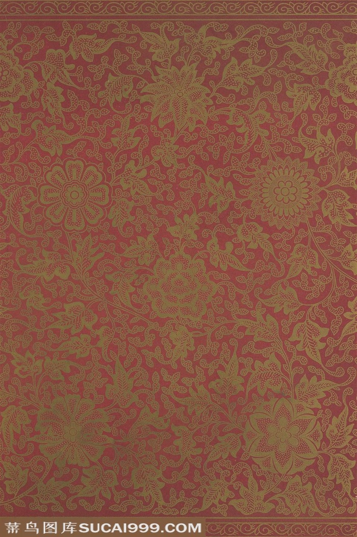 红棕色背景土黄色花绘中式传统纹样集锦中国风图片