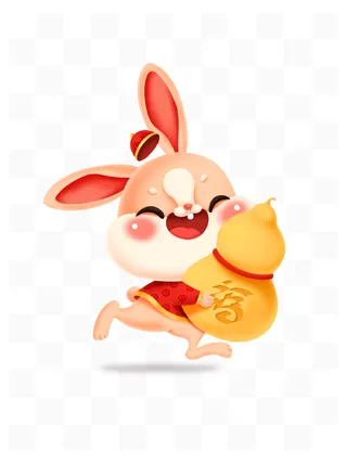 癸卯兔年新春节日喜庆送福贺年迎新生肖插画