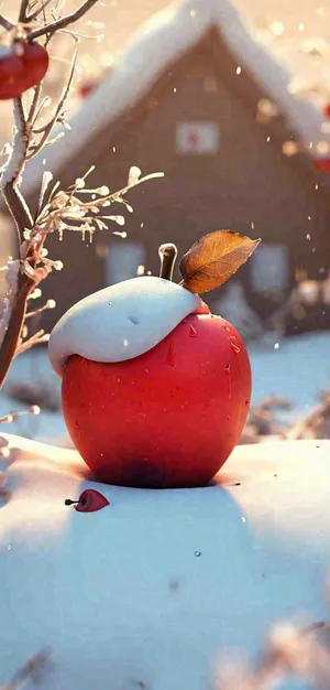 冬天创意苹果雪屋圣诞节，大雪小雪冬至立冬