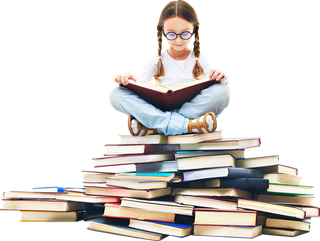 女孩人物书堆看书少儿兴趣班