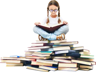 女孩人物书堆看书少儿兴趣班