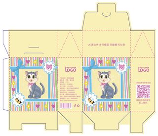 包装盒礼品卡通卡扣盒展开刀板图