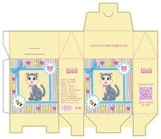 包装盒礼品卡通卡扣盒展开刀板图