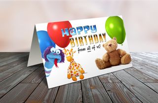 可爱儿童玩具贺卡样机