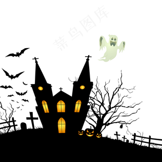 万圣节节日卡通素材城堡
