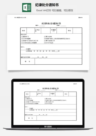纪律处分通知书excel模板