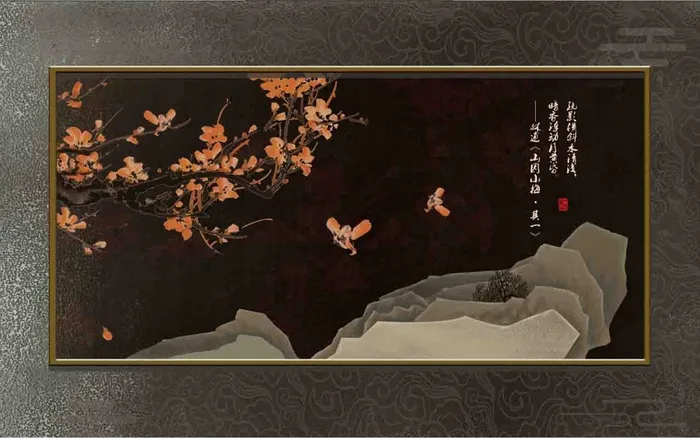 新中式山水背景墙 psd模版下载