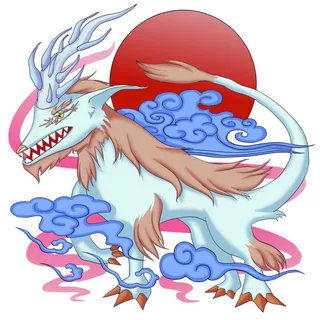 手绘山海经上古神兽夫诸凤凰麒麟青龙白虎朱雀玄武插画PSD素材