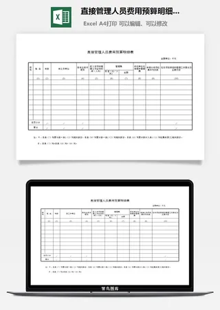 直接管理人员费用预算明细表excel模板