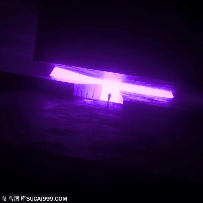 人物剪影发光PPT素材海报科技背景