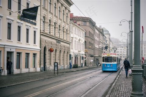 瑞典哥德堡街景有轨电车 瑞典哥德堡街景有轨电车