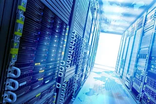 蓝色的电子机房